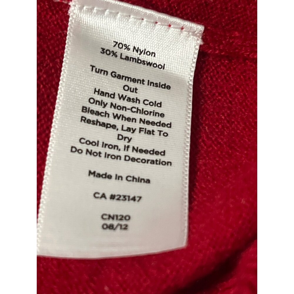 TALBOTS Sweater Beaded Snowflakes Red Lamb's Wool Blend Size Medium Petite - Picture 8 of 12